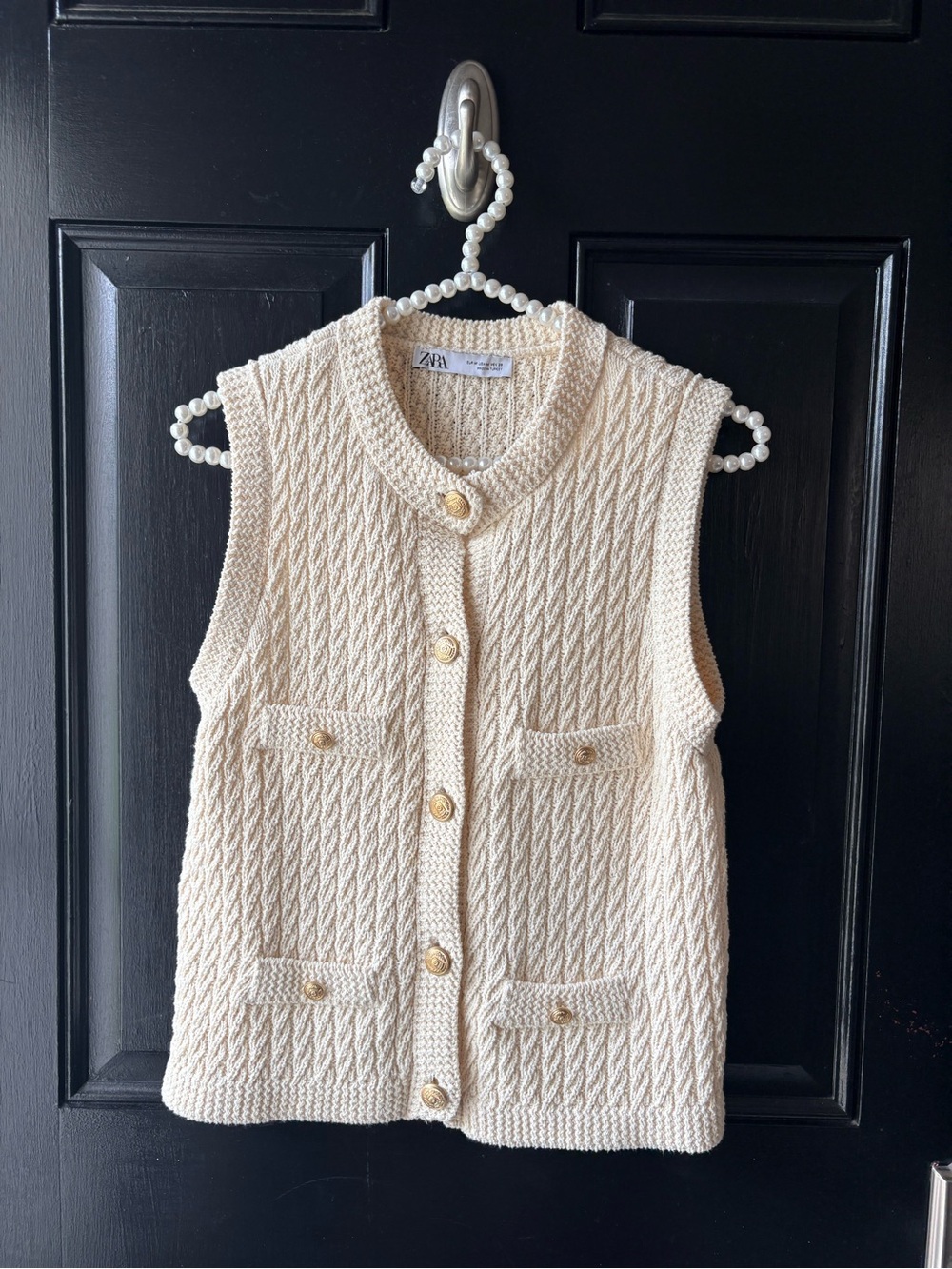 Zara Cream Sleeveless Sweater Knit Vest Size M - Picture 12 of 14